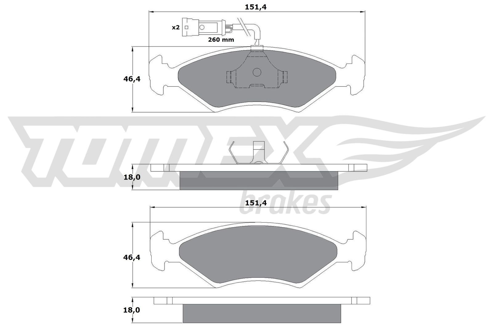 Obrázok Sada brzdových platničiek kotúčovej brzdy TOMEX Brakes  TX10281